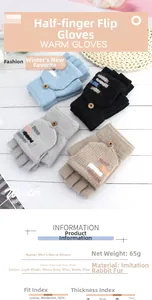 Detailed parameter table showing multi-color knitted fingerless gloves for winter