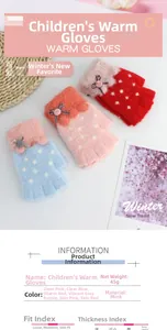 Detail view of bow-decorated warm winter gloves for children in soft mink-like fabric