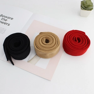 Minimalist wool belt set in black, khaki and red for winter coats on a white background