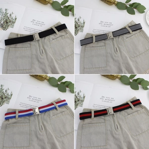Elastic stretch belts set in four striped patterns with metal buckles for casual pants