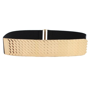 Eleganter goldener Fischschuppen-Metallgürtel Damen elastischer Taillengürtel Mode
