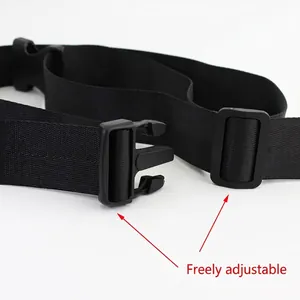 Ceinture ajustable en toile noire pour femme avec boucle automatique en plastique robuste
