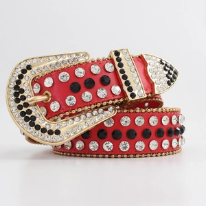 Ceinture de Luxe en Cuir PU pour Femmes avec Strass Incrustés Style Occidental Ceinture Brillante avec Boucle pour Jeans Fête