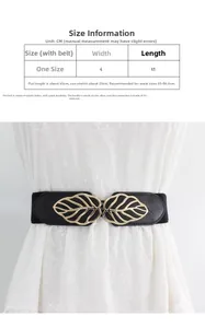 Tableau des tailles pour ceinture élastique feuille de 4cm avec détails de matière