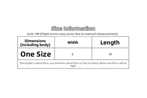 Size chart for the black elastic waist belt showing 4cm width and 65cm to 85cm length