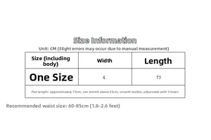 Tableau des tailles pour ceinture élastique avec largeur 4cm et tour de taille 60-85cm