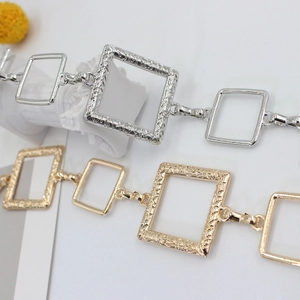 Elegant gold and silver square link metal waist chains for dresses on white background