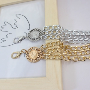 Three-layer layered metal waist chain with vintage coin pendant in gold and silver finish