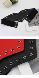 Gros plan détaillé de la ceinture élastique large avec œillets métalliques stylés