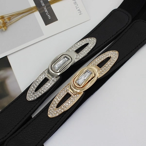 Cintura elastica con fibbia a fiocco e strass per abiti in tonalità oro e argento