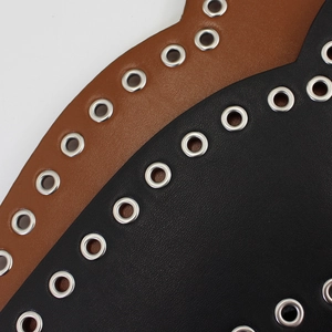Large ceinture élastique pour femme avec œillets métalliques et détails en cuir bicolore