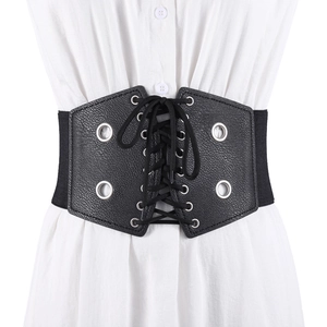 Large Ceinture Corset Tissée à la Main pour Femme Elastique Similicuir à Lacets avec Oeillets pour Robes Manteaux Accessoires