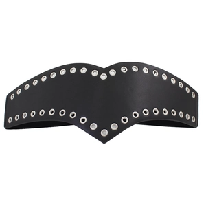 Ceinture large élastique noire pour femme avec œillets métalliques et design punk en forme de V