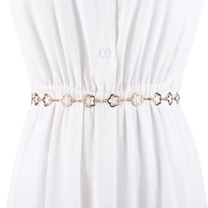 Ceinture Chaîne en Métal à Fleurs Ajourées pour Femmes Chaîne de Taille Mince en Alliage Réglable pour Robes Accessoires Décoratifs