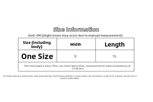 Tabella taglie per cintura elastica larga con dettagli di 6 cm di larghezza e 70 cm