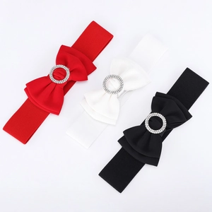 Cintura Elastica Larga da Donna con Fiocco Dolce e Strass Intarsiati Fibbia in Lega Elegante Cintura a Corsetto per Abito