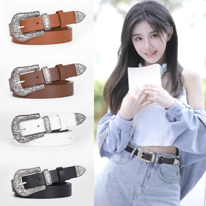 Ceintures western vintage pour femmes avec boucles gravées en argent set quatre couleurs