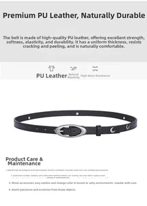 Détail de la ceinture en cuir PU noir avec clous de lune argentés et boucle métal