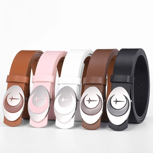 Women Punk PU Leather Belt With Vintage Oval Metal Buckle Moon Cross Star Decorative Smooth Buckle Waist Belt For Jeans