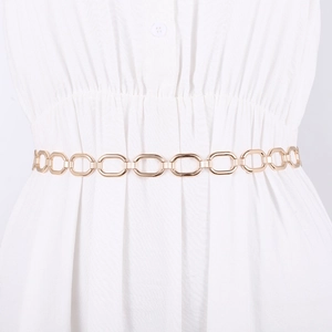 Ceinture Chaîne Élégante à Maillons Ovales en Métal pour Robes Femme Chaîne de Taille Ajustable Or Argent pour Fête Bijoux