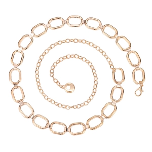 Ceinture élégante en chaîne métallique à maillons ovales or rose avec fermoir mousqueton