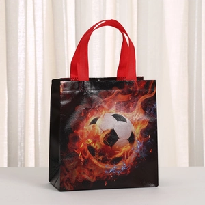 Sac cadeau de football en non-tissé imperméable avec imprimé flamme et anses