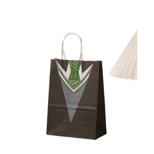Wizard robe style gift bag with green tie print for party favor and shopping packaging