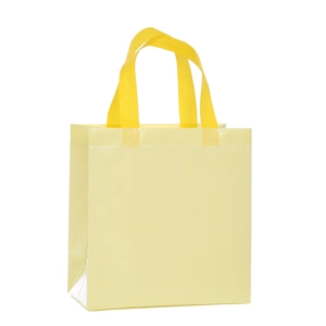Eco-friendly yellow non-woven tote bag with durable handles and waterproof texture