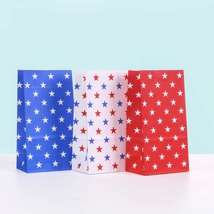 Independence Day paper candy bags with red white blue stars pattern for party favors