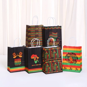 Juneteenth Festival Kraft Paper Gift Bags With Handles African Culture Freedom Day Party Favors Snacks Candy Wrapping Bags