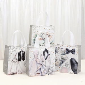 Wedding Gift Bag Non-Woven Fabric Waterproof Foldable Shopping Bag Printed Party Favor Bag For Wedding Ceremony