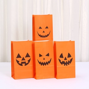 Σακούλες Δώρου Halloween από Χαρτί Κραφτ Σχέδιο Κολοκύθας Σακούλες Συσκευασίας Γλυκών για Πάρτι Γενεθλίων Πορτοκαλί Μαύρο