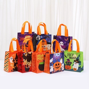 Halloween Cartoon Printed Non-woven Gift Packaging Bag Holiday Party Favor Handbag With Pumpkin Ghost Bat Pattern