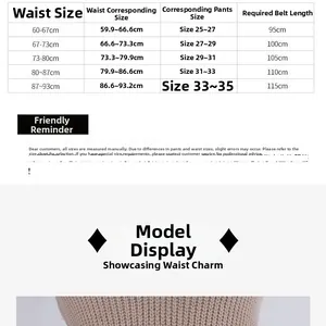 Tableau des tailles pour ceinture élastique large avec mesures de taille de 60cm à 93cm