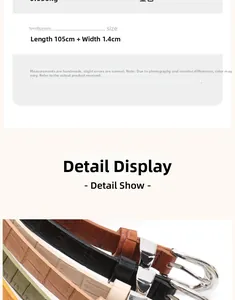 Detail of thin chic belts in crocodile texture with silver buckle, 105cm x 1.4cm