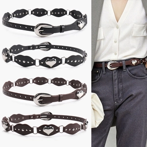 Y2K Punk Cœur Rivet En Cuir PU Ceinture Pour Femmes Style Doux Et Cool Spice Girl Anneau Métallique Lien Jeans Taille Décorative