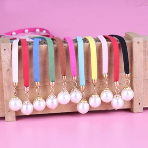 Korean Style Women Waist Chain Belt Velvet Rope With Faux Artificial Pearl Pendant Adjustable Bow Knot Thin Belt For Dress Decor