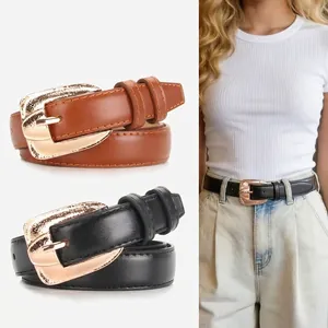 Women Fashion PU Leather Belt Elegant Alloy Pin Buckle Waist Strap Slimming Decorative Accessory For Jeans Dresses Ladies