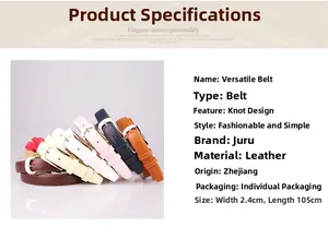 Detail view of 2.4cm width PU leather belts for women in six various vibrant colors