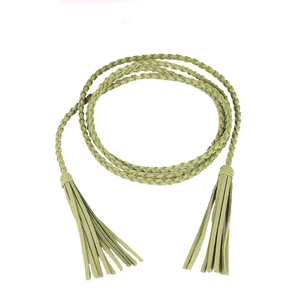 Cintura intrecciata verde erba da donna in velluto coreano con nappe alla moda