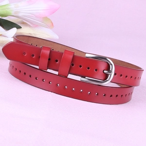 Cintura da Donna in Crosta di Pelle Sottile Intagliata Cinturino alla Moda Fibbia in Lega Casual Retro Jeans Cintura