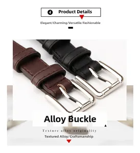 Detailed close-up of alloy buckles on black and brown faux leather eyelet belts