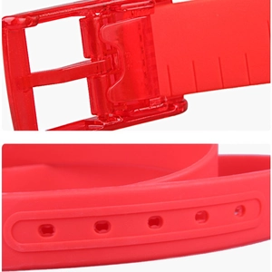 Ceinture unisexe en silicone rouge avec boucle en plastique transparent et parfumée