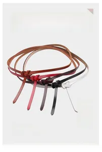 Detailed set of slim genuine leather belts for women in five assorted fashion colors