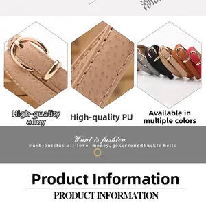 Dettaglio della fibbia della cintura sottile da donna e cinque opzioni di colore PU