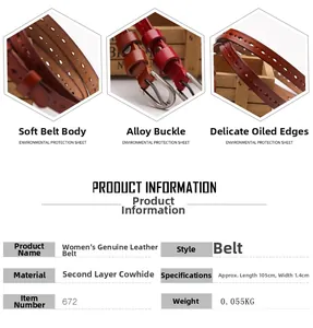 Detail of high-quality genuine leather belt showing alloy buckle and fine oil edge finish