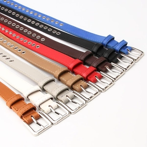 Multicolor skinny grommet belts with metal eyelets and silver buckles for women