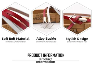 Detail of slim genuine leather belts with durable alloy buckle and flexible texture
