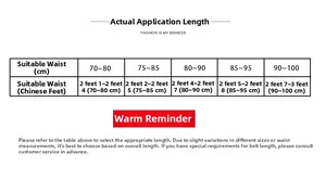 Size chart for genuine leather belt showing waist measurements from 70cm to 100cm