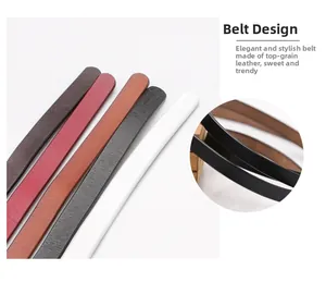 Detail view of genuine split leather waist belts showing stitching and material texture